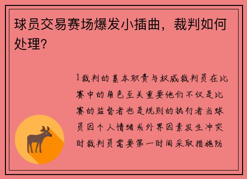 球员交易赛场爆发小插曲，裁判如何处理？